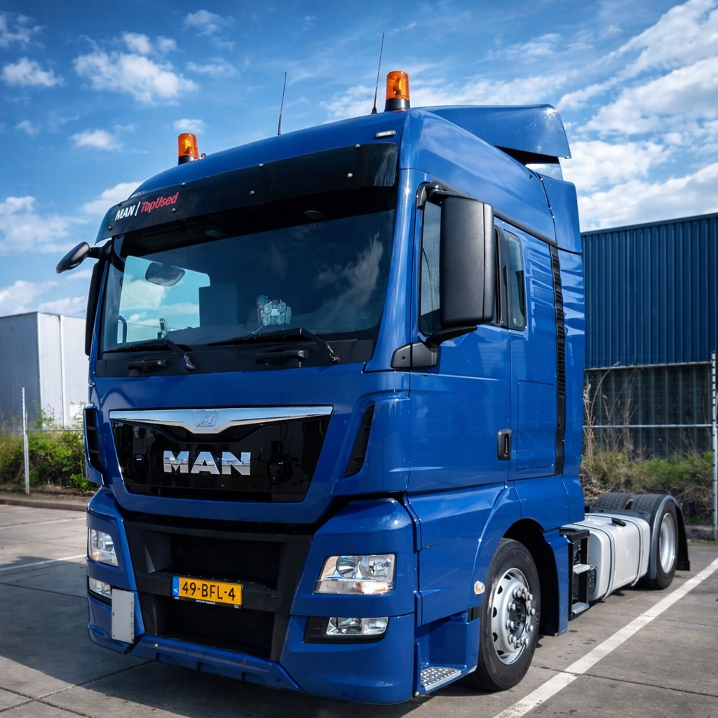 Blauwe MAN TGX trekker van Rosch Transport